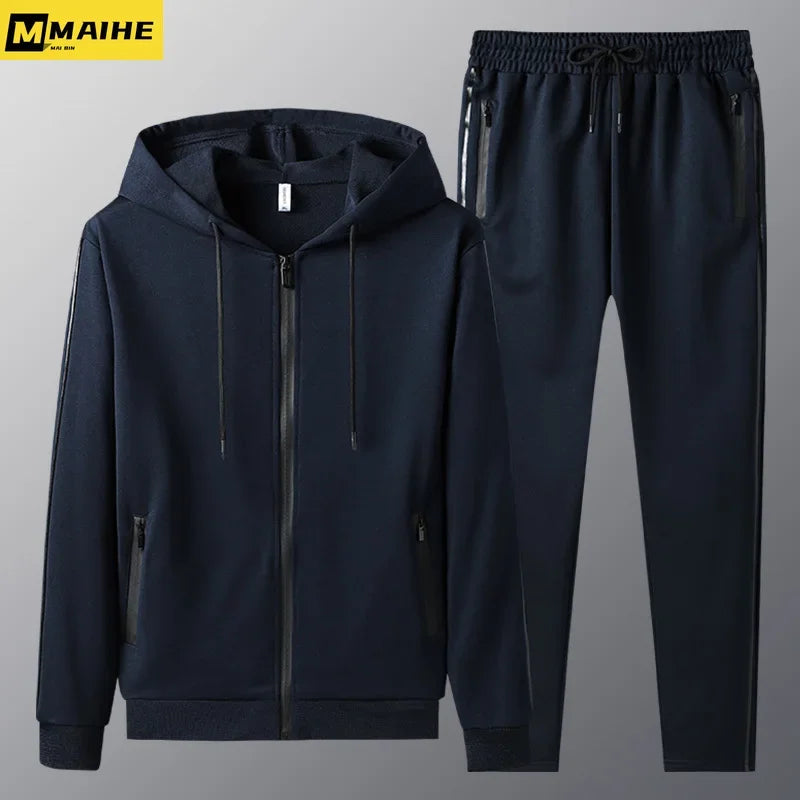 New Spring Autumn Men Casual Tracksuit Two Piece Sets Mens Sports Suit Jacket+Pants Sweatsuit Male Sportswear Hoodies Clothing