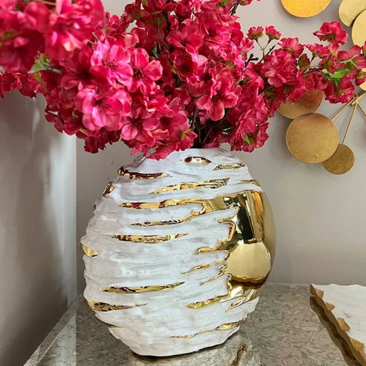 European-style Gold-plated Luxury Ceramic Vase Decoration Handicraft Wedding Home Bedroom Porch Home Decoration Accessories