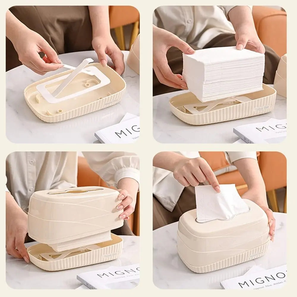 Plastic Luxury Tissue Box Multifunctional Waterproof with Spring Draw Paper Box Automatic Lifting Napkin Holder Bedroom