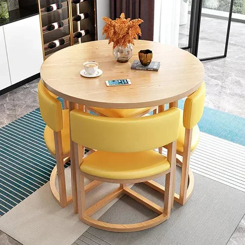 Round Mobile Dining Tables Set Kitchen Center Wood Table Hotel Extendable Luxury Floor Mesa Comedor Mesa Comedor Home Furniture