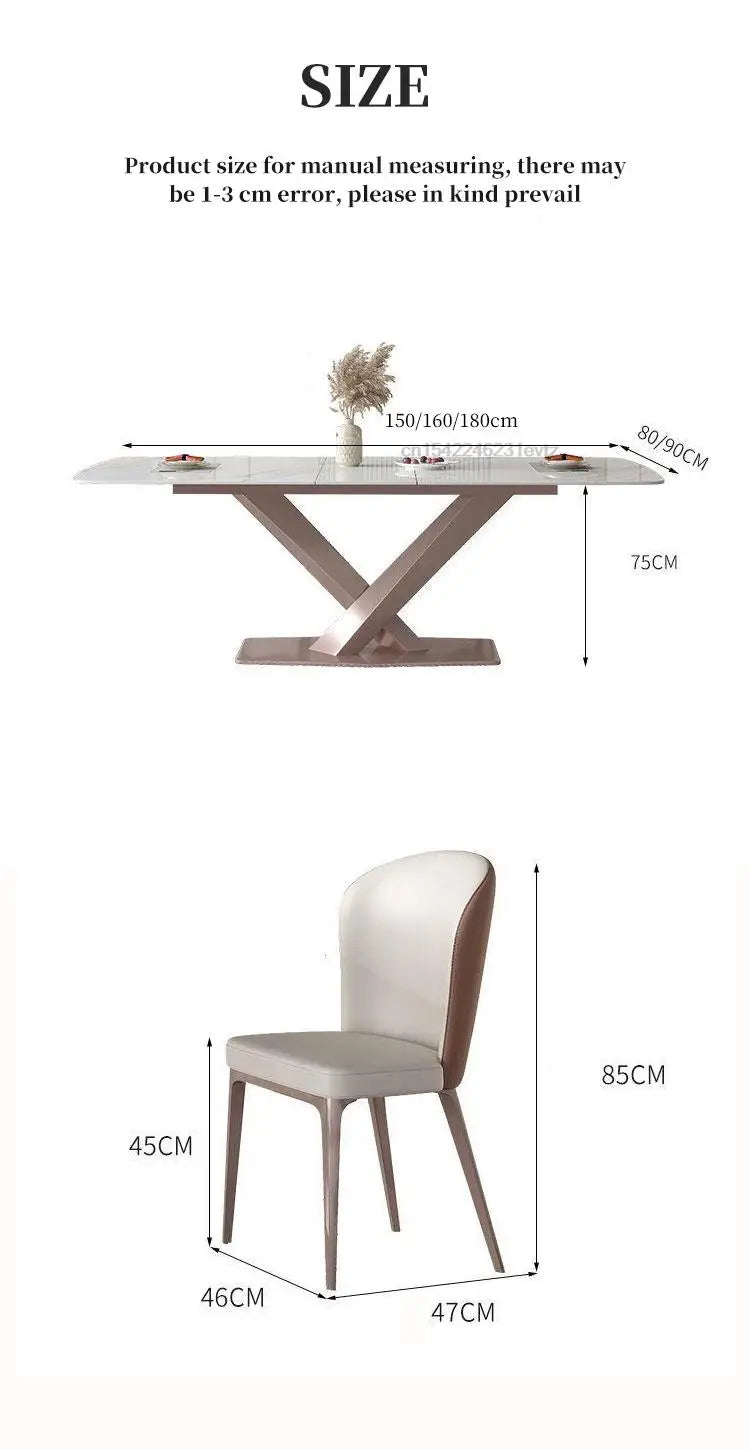 Extendable Light Luxury Dining Table And Chairs Combination Rock Plate Tabletop Home Furniture Multifunctional Kitchen Tables