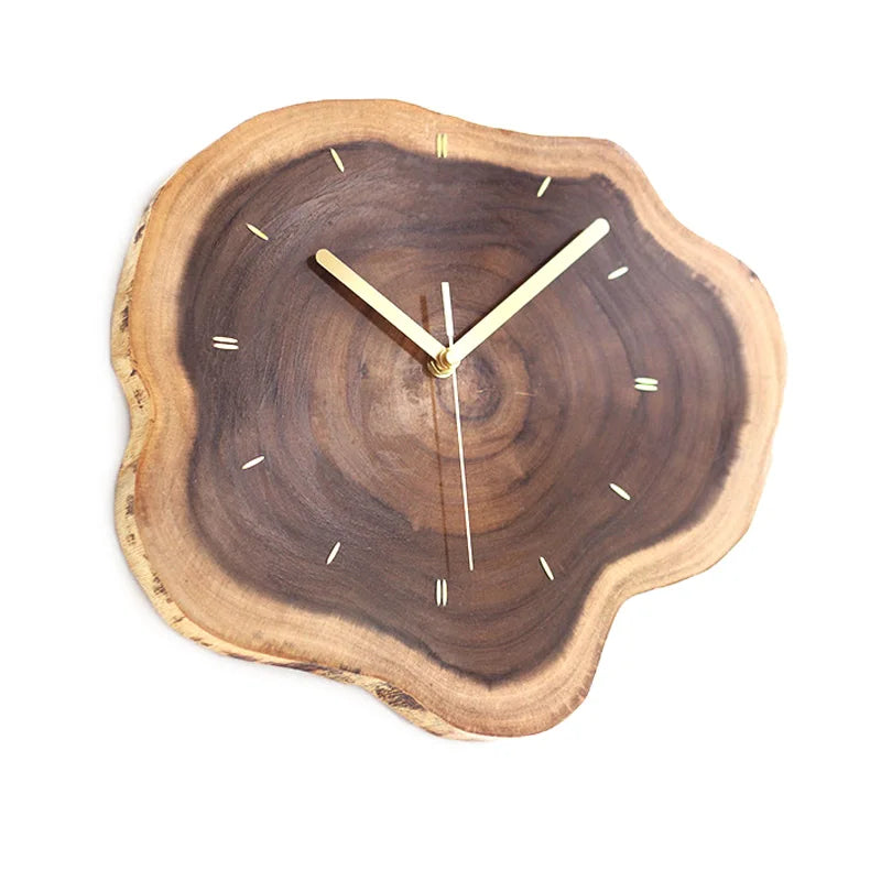 Modern Minimalist Wall Clock Wooden Mute Annual Ring Single-sided Clock Living Room Creative Fashion Wall Watch Home Decoration