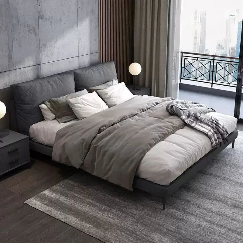 New Double Bed Modern Simple Style Bedroom Beds Queen Size King Bed Minimalist Bedroom Furniture Technology Cloth Bed