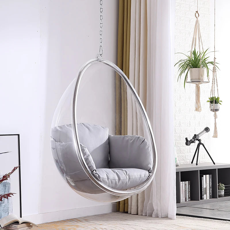 Base Egg Hanging Chair Indoor Basket Transparent Swing Garden Chair Hammock Metal Cadeira Jardim Varanda Home Decoration