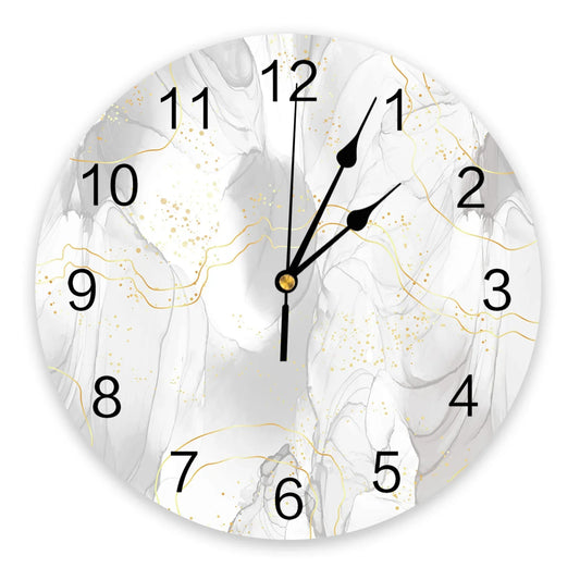 Marble Line Gold Gradient Overlap Gray Large Wall Clock Dinning Restaurant Cafe Decor Round Wall Clocks Silent Home Decoration