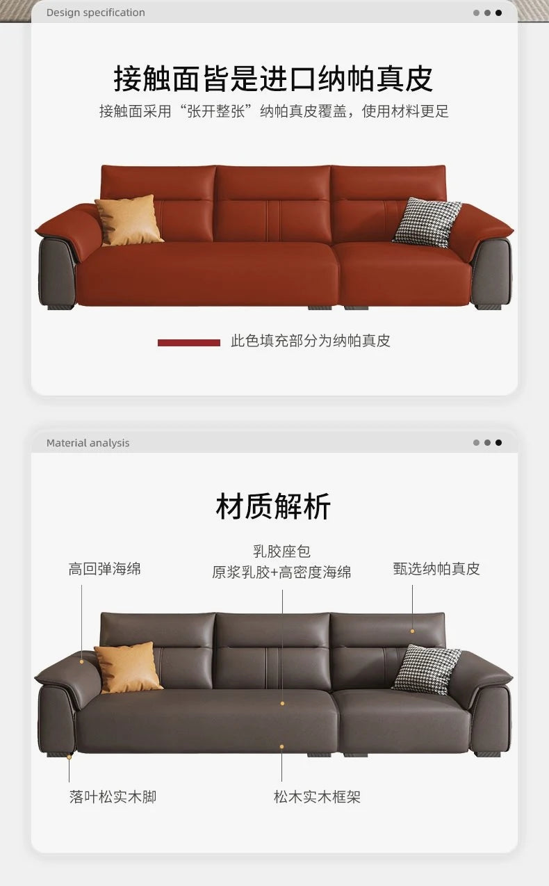 Leather Fabric Sofa Luxury Italian Simple Seating Room Corner Fluffy Pillows Cushions Sofas Relax Divano Designer Furniture