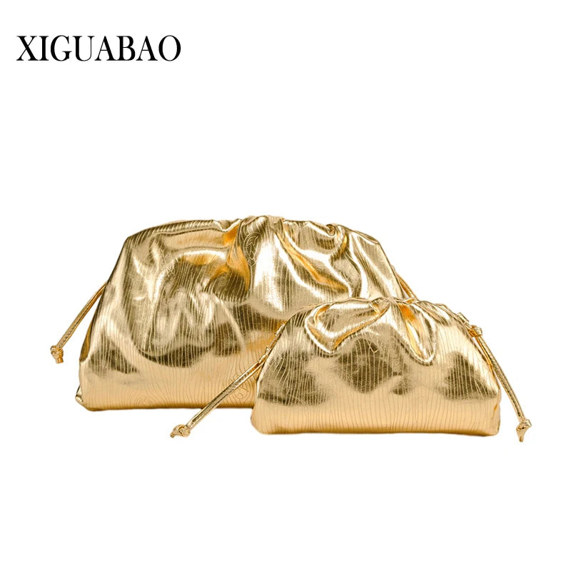 Luxury Designer Gold Silver Soft Cloud Bag Women's Handbag New In Dumpling Bag Lady Purse Large Capacity Crossbody Bag