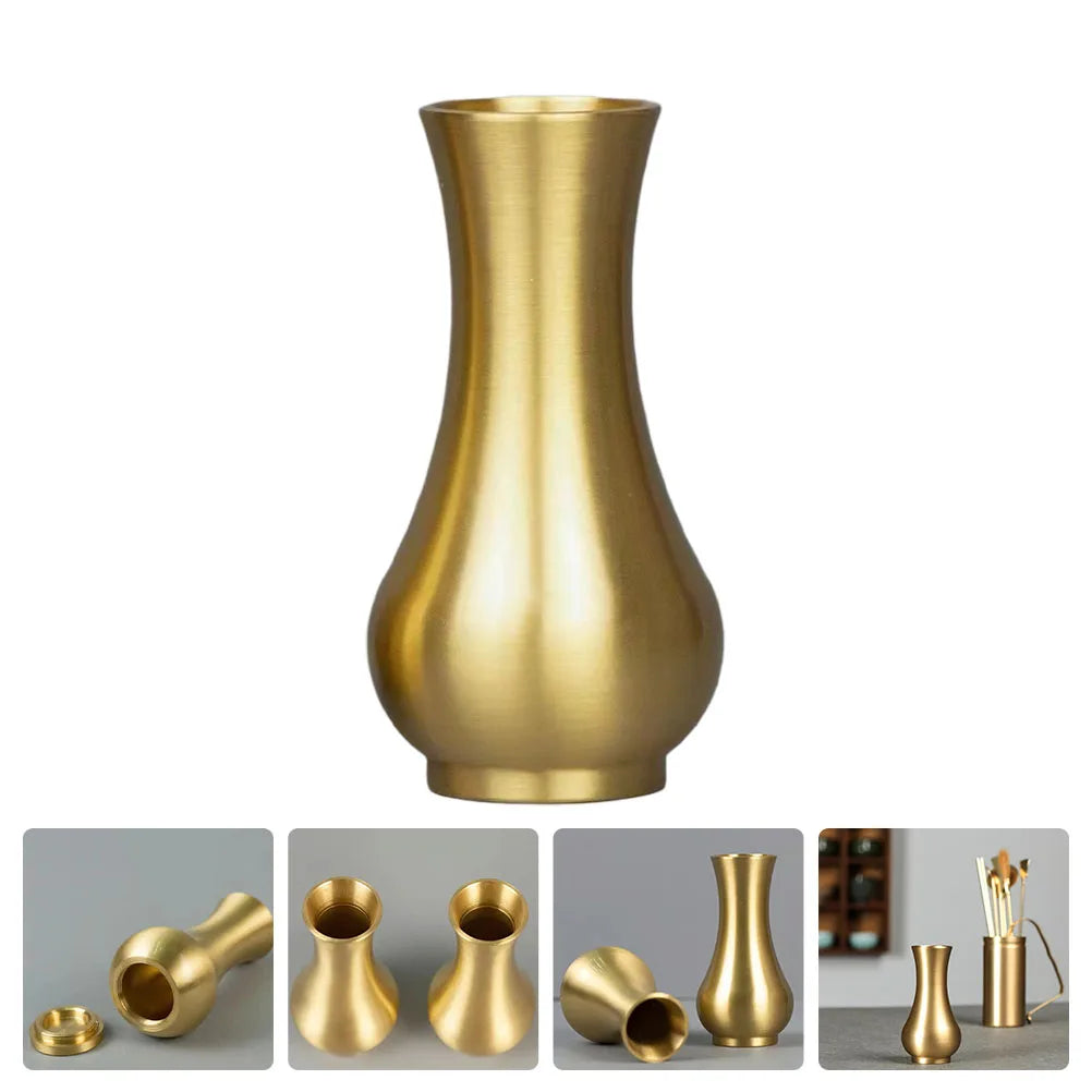 1pc Brass Vase Metal Vase Elegant Small Flower Vase for Home Office Living Room Bed Tabletop Large and tall vases