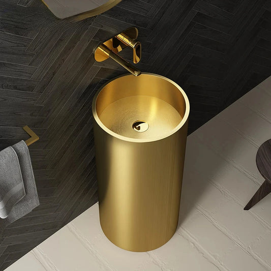 Column Washbasin Golden Affordable Luxury Style Integrated Wash Basin YX063WY