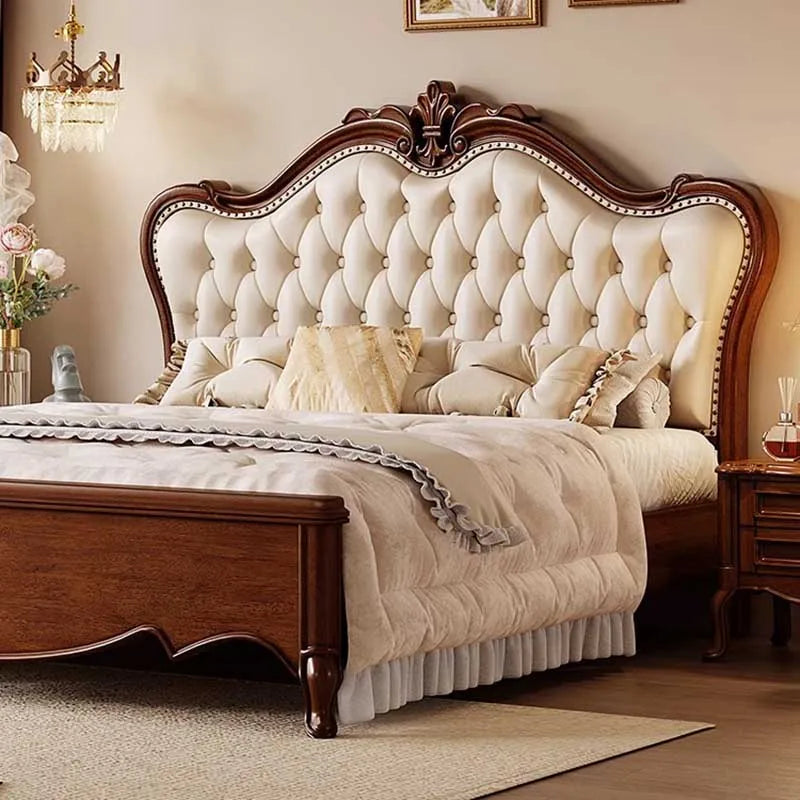 Queen European Double Bed Modern Master King Headboard Frame Double Bed Girl Aesthetic Cama Matrimonio Furniture For Bedroom