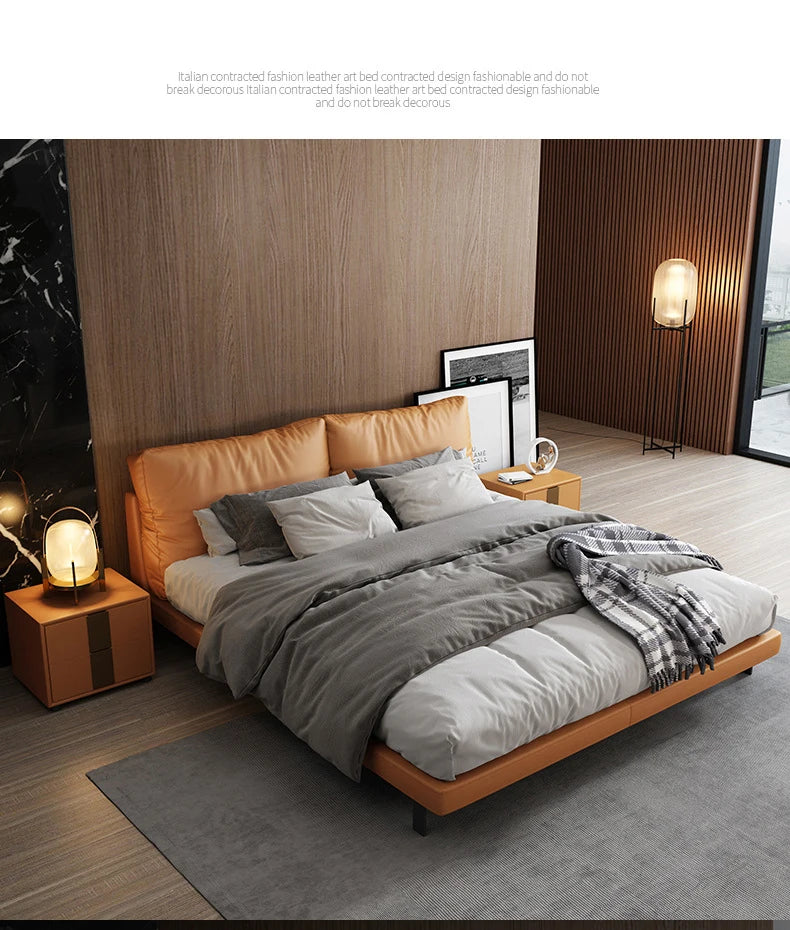 New Double Bed Modern Simple Style Bedroom Beds Queen Size King Bed Minimalist Bedroom Furniture Technology Cloth Bed