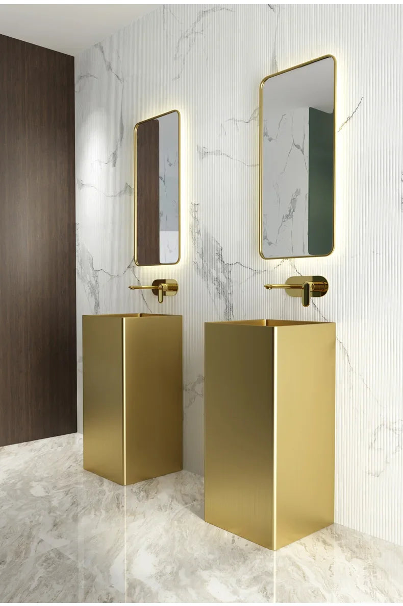 CX102AE Luxury Golden Bar Wash Basin Hotel Integrated Floor-Standing Pedestal Basin Face Washing Inter-Platform Basin