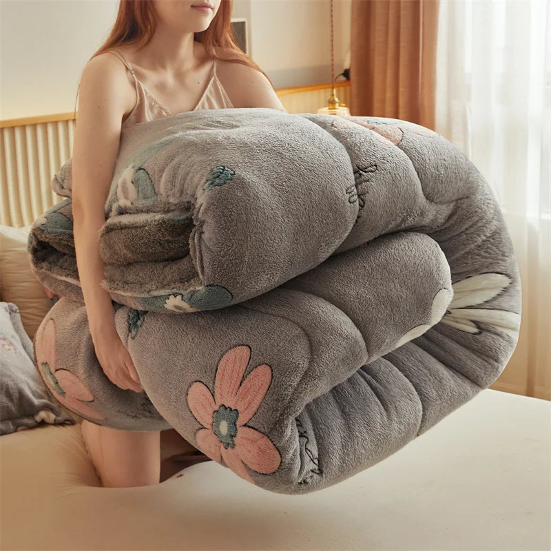 Thickened Winter Blanket Quilt Lamb Wool Double Layer Thick Warm Blanket 150/180/200 Comforter Throw Blankets for Beds