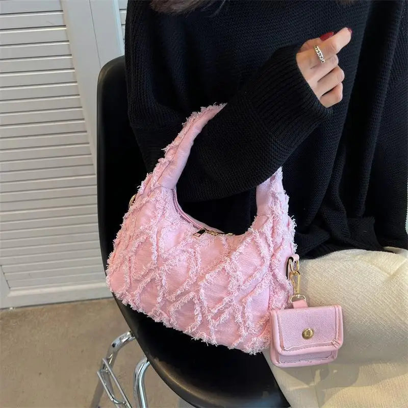 Small Denim Shoulder Bags for Women Luxury Designer Handbag and Purse 2022 Female Casual Tote High Quality Armpit Bag New Clutch