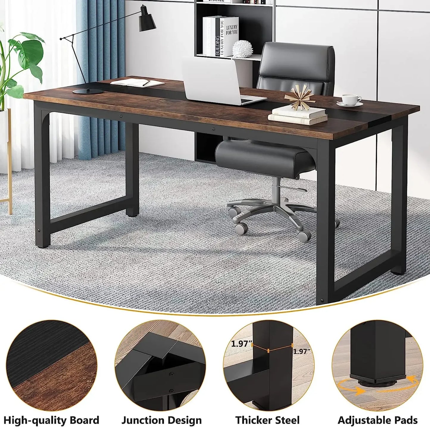 Tribesigns Modern Computer Desk Large Office Desk Computer Table Study Writing Desk Workstation for Home Office