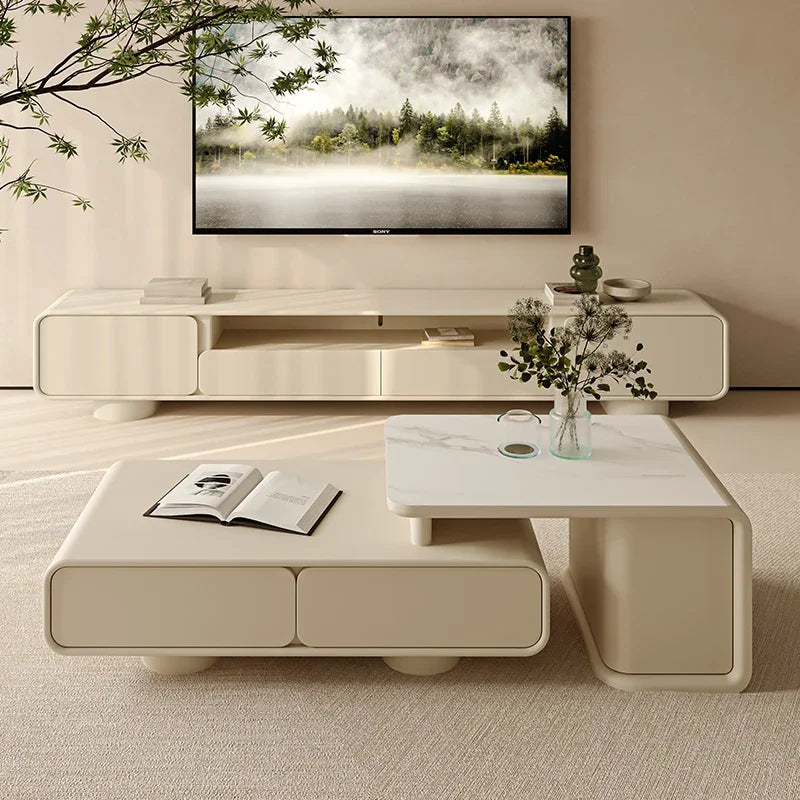 Square Living Room Coffee Tables Modern White Glam Console Service Coffee Tables Dining Auxiliary Table Basse Home Furniture