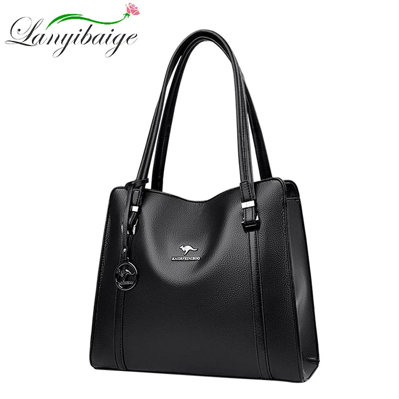 Genuine Soft Leather Handbags for Women Vintage Shoulder Tote Bag Luxury Designer Ladies Large Capacity Purse Bags Sac A Main