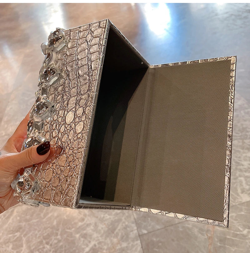 Sparkling Tissue Box with Crystal Rhinestone Luxury Leather Napkin Holder Tissue Paper Packaging Silver Tissue Holder Wipes Case