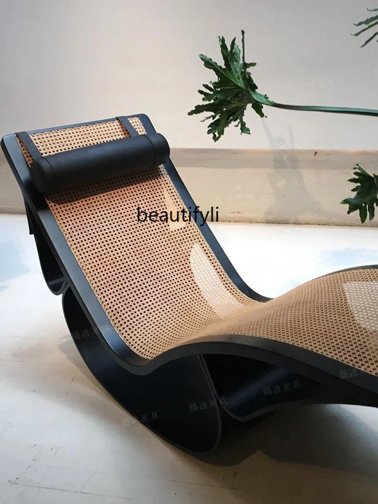 Bed & Breakfast Chair Aluminum Alloy Recliner Rattan Villa Light Luxury Nordic Designer Courtyard Minimalist Rocking Chair