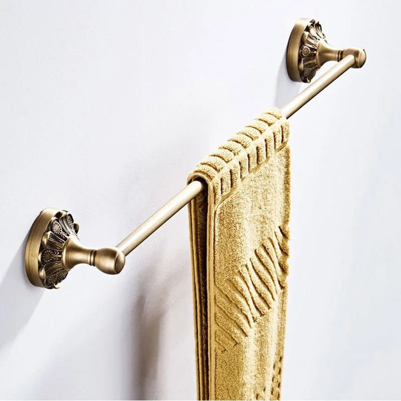 Brass Bronze Four Piece Set Of Hardware Accessories Toilet Paper Holder Towel Ring Horizontal Bar 60 cm Clothes Hook Bathroom