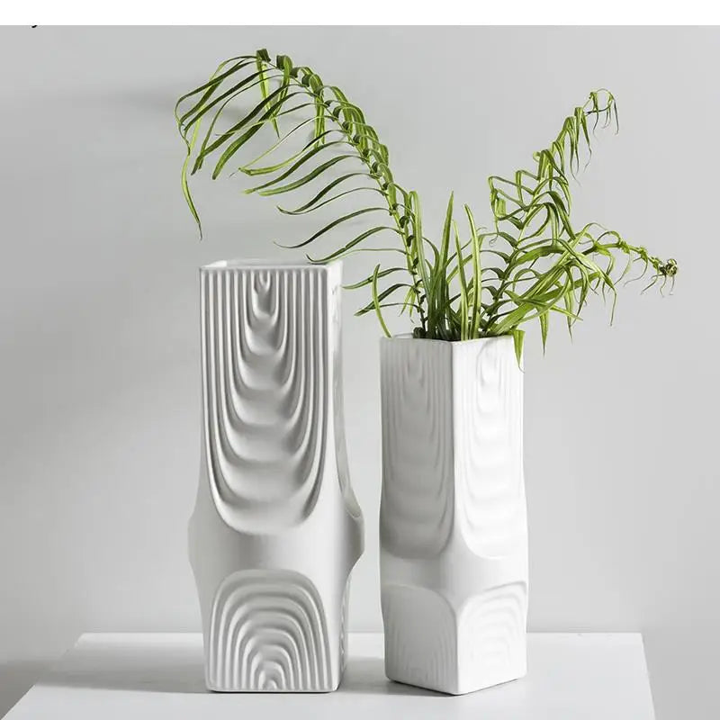 Light Luxury Tree Pattern Ceramic Vase Matte Home Decoration Modern Simulation Flower Arrangement Accessories Countertop Vase