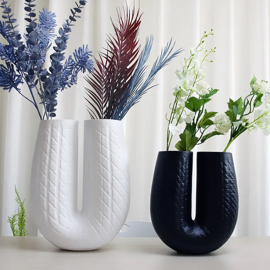 U-shaped Vase Dried Flower Flower Arrangement Accessories Nordic Light Luxury Resin Crafts Decoration Living Room Decoration