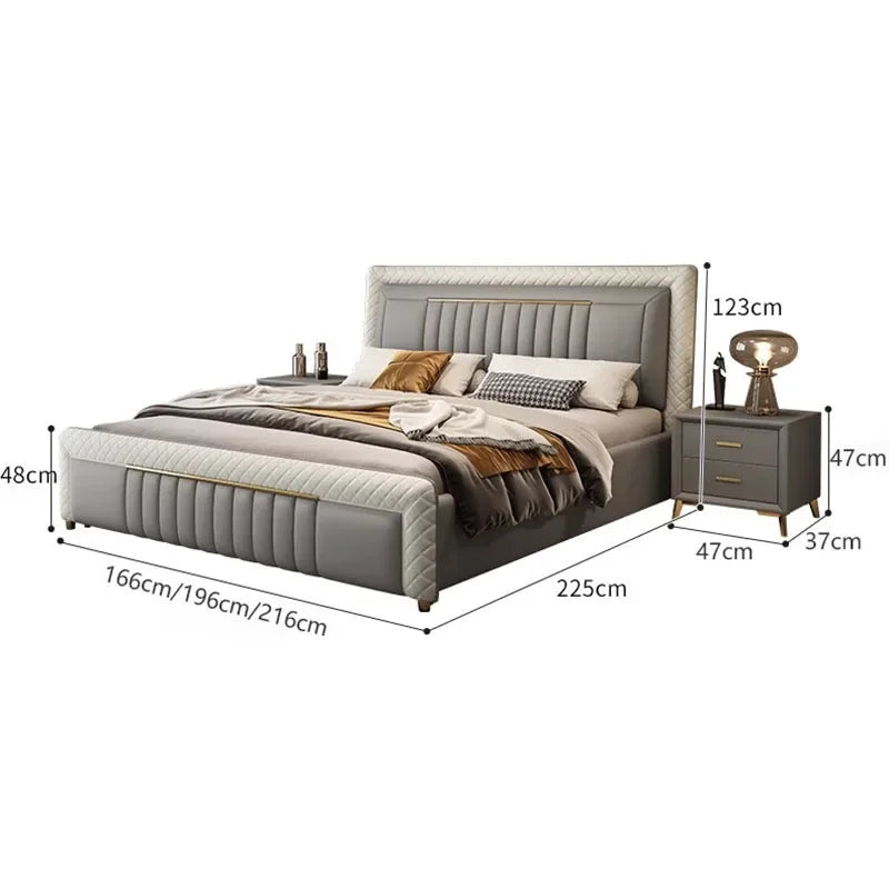 Nordic Modern Bed Aesthetic Queen Headboard Double Bed Multifunctional Frame Cama De Lujo Para Dormitorio Bedroom Furniture