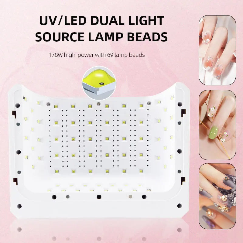 178W UV LED Lamp For Nails Gel Polish Drying Lamp With Detachable Hand Pillow Professional Nail Dryer Manicure Stylist Supplies