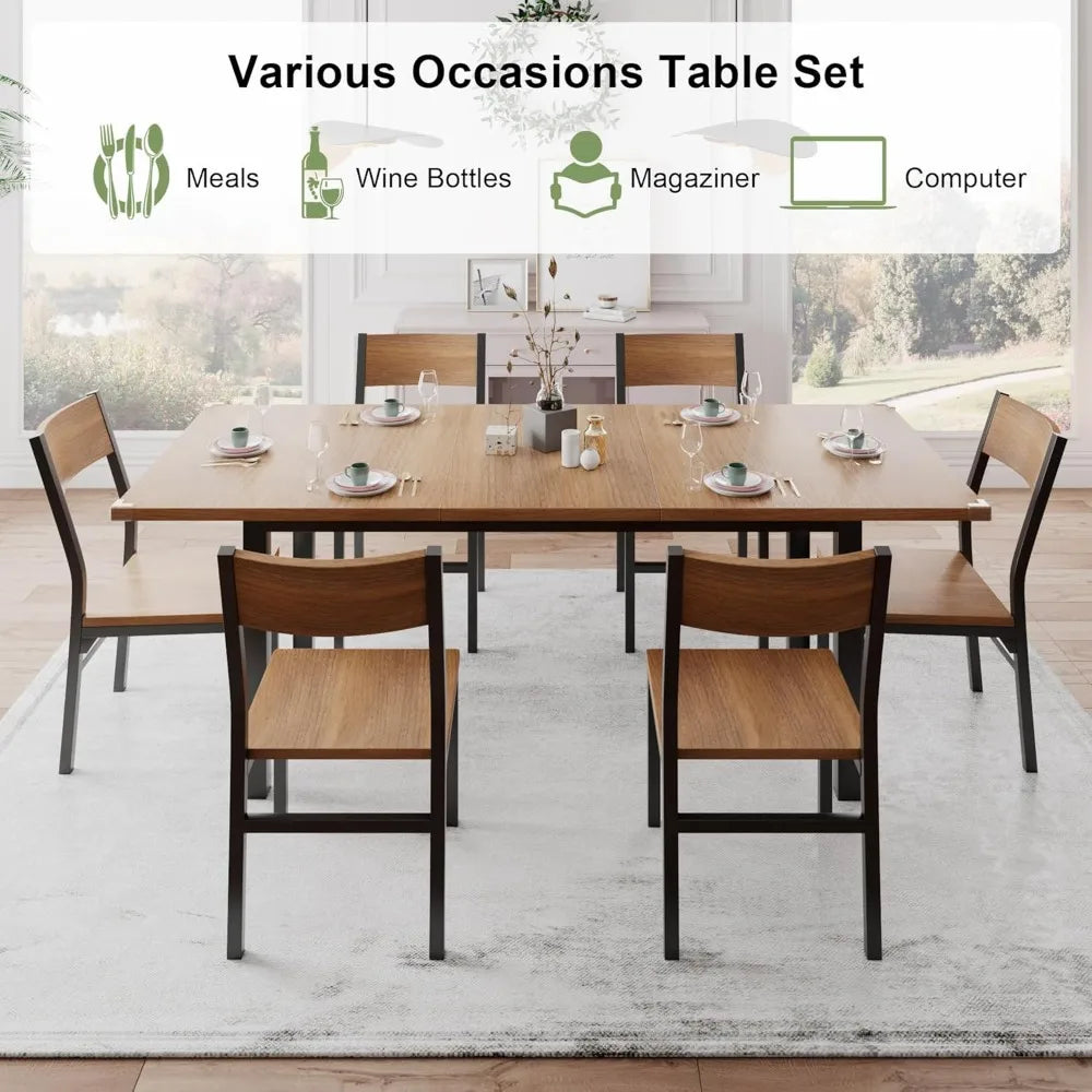 Dining Table Set, Mid-Century Modern Dining Room Table with Chair for Small Space, Heavy Duty Metal Frame, Kitchen Table Set