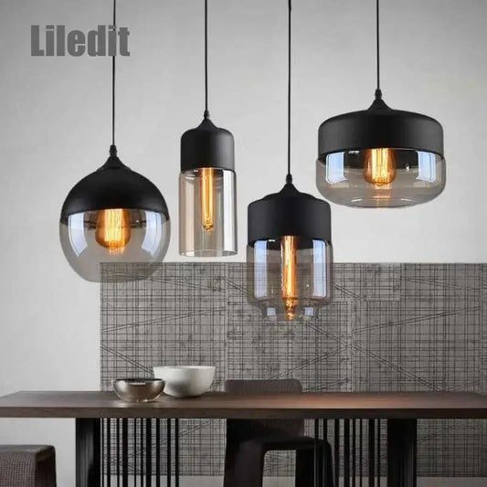 WELTIG Modern Nordic LED Glass Pendant Light – Black Hanging Lamp for Kitchen & Dining