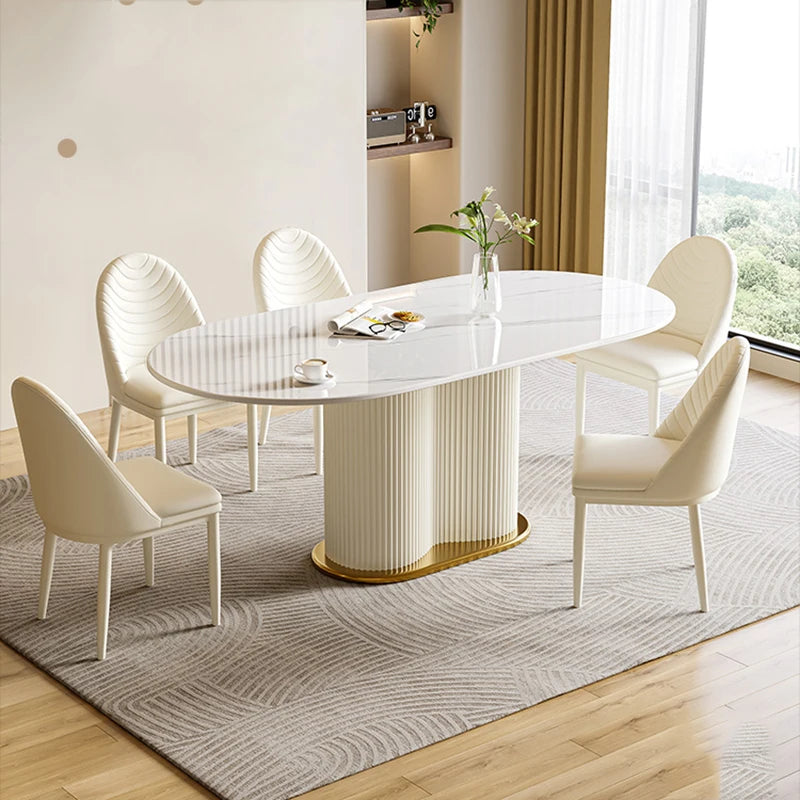 High Luxury Dining Table Modern Event Event Oval Dinner Coffee Table Center White Nordic Mesas De Jantar Home Furniture