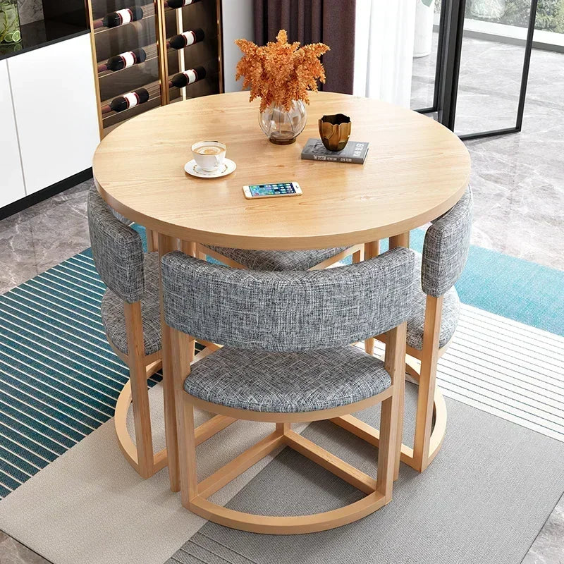 Round Mobile Dining Tables Set Kitchen Center Wood Table Hotel Extendable Luxury Floor Mesa Comedor Mesa Comedor Home Furniture