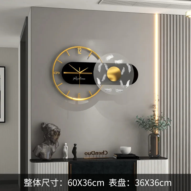 Light Luxury Wall Clock Modern and minimalist living room silent and fashionable wall mounted light clocks