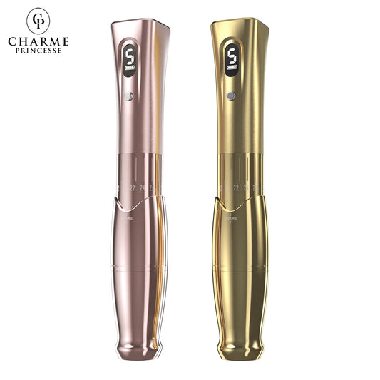 Charme Princesse Quelle E34 Wireless Adjustable Stroke Tattoo Pen Permanent Makeup Supply Tattoo Machine Golden/Rose Gold