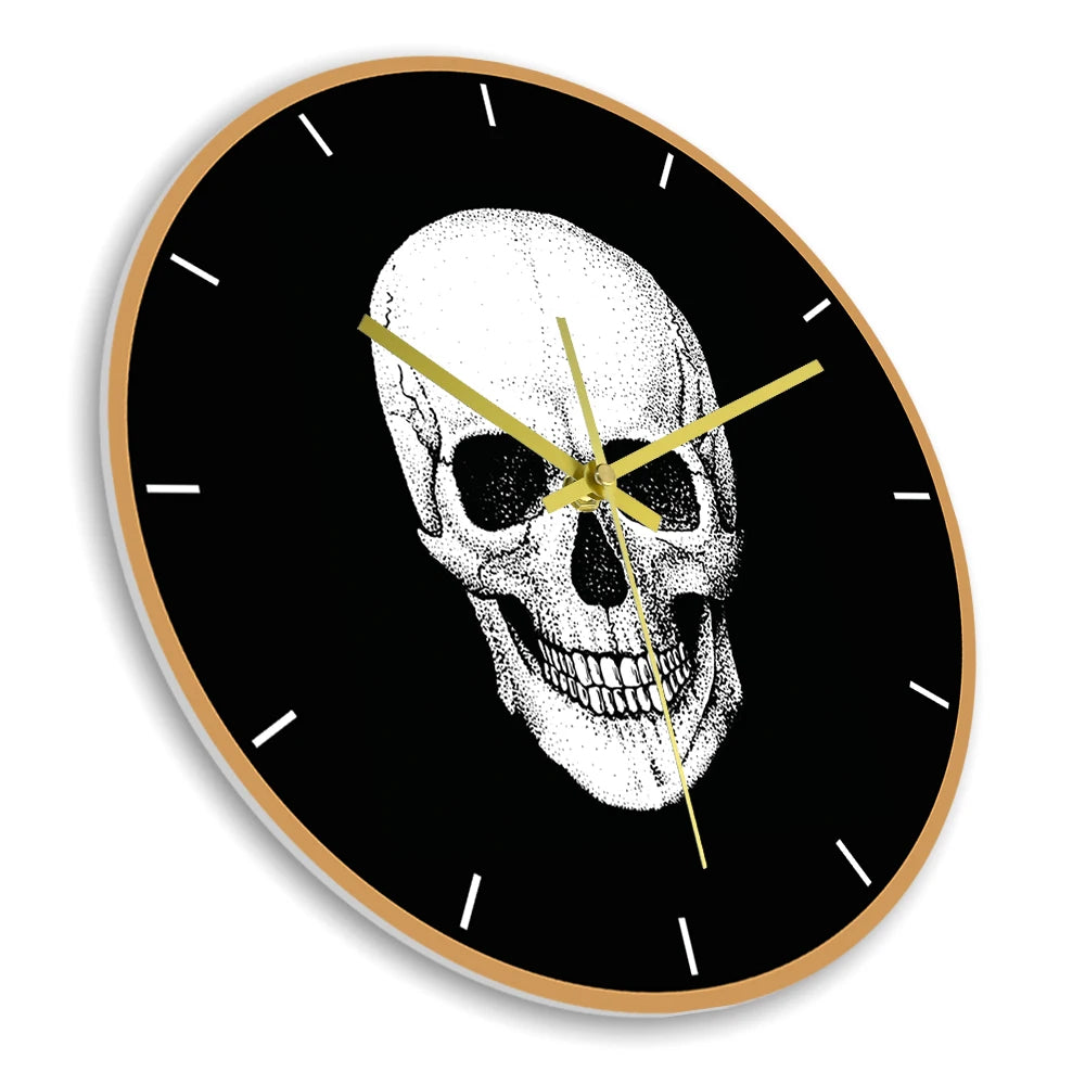 Skull Head Wall Clock For Living Room Modern Design Minimalist Home Decor Watch Halloween Horror Wall Art Silent Quartz Clock