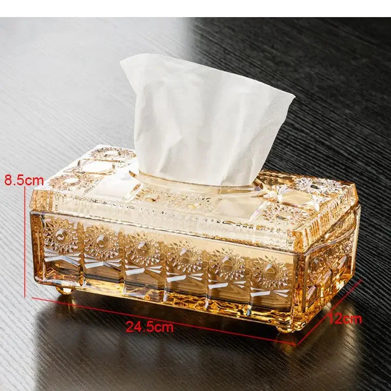 Relief Pattern Glass Tissue Boxes Paper Towel Napkin Holders Home Living Room Desktop Napkin Toilet Paper Box Storage Containers