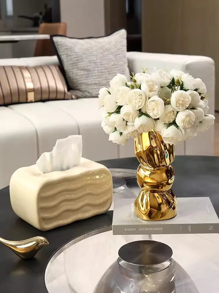 Premium Gold Candy Vase Ornaments, Living Room Flower Arrangement, Dining Table, Xuan Guan, Light Luxury TV Cabinet, Art Decorat