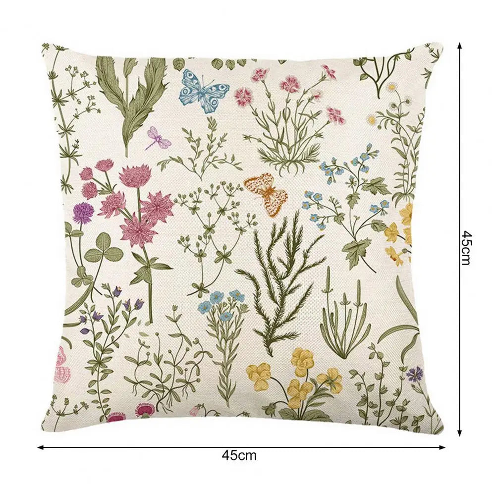 Linen Pillow Cover Spring Pillowcase Spring Series Printed Pillowcase Cushion Cover Set for Room Sofa Decor Soft Linen