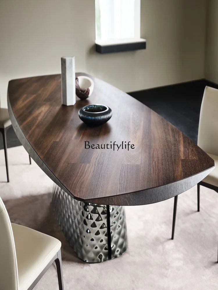 Italian Minimalist Black Walnut Dining Table Rectangular Villa Living Room Long Table