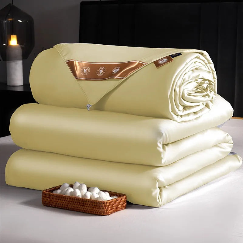 Premium 100%Cotton Mulberry Silk filling Summer/Winter Comforter Quilt Throw Blanket Twin Queen King size