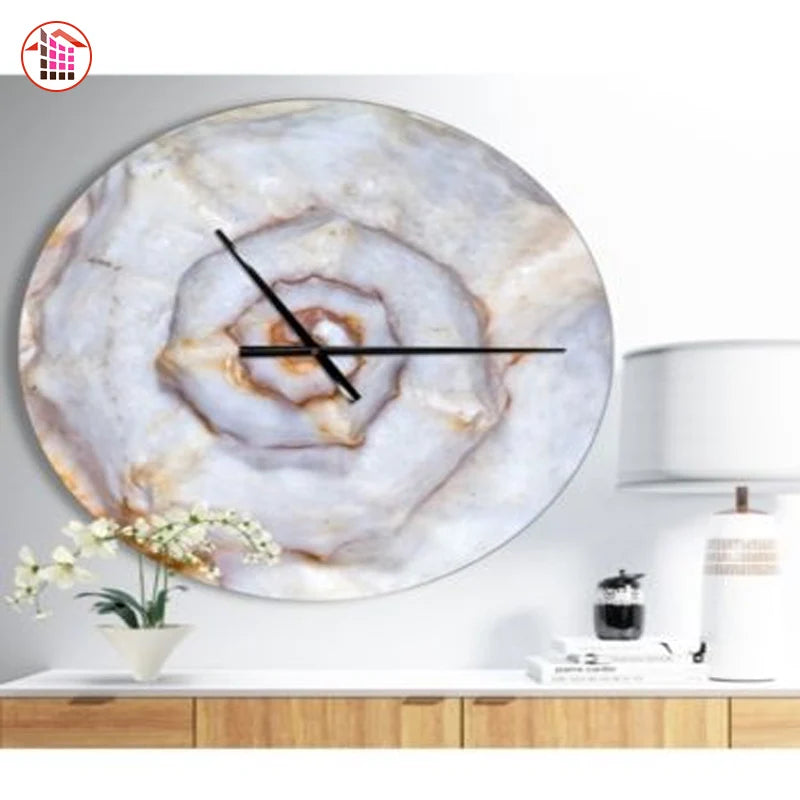 The Minimalistic Marble Look Clock With Numbers Wall Clock's Design Marble Operated Clock