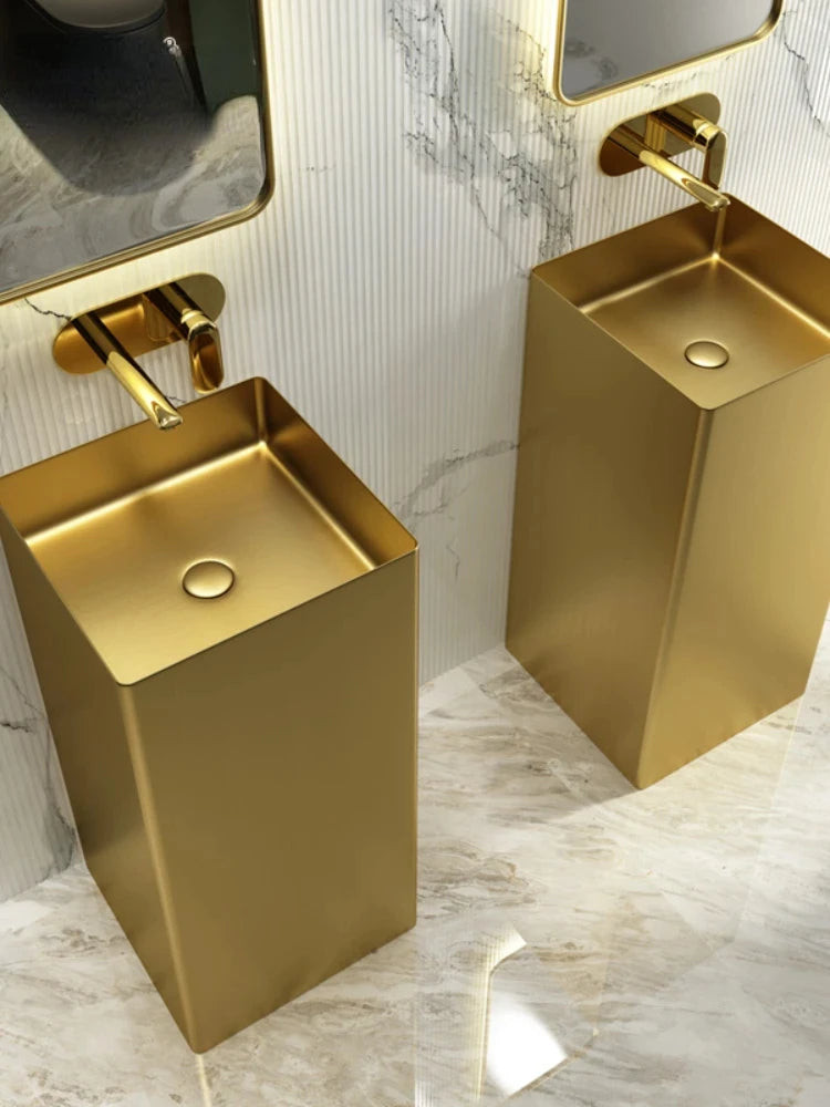 CX102AE Luxury Golden Bar Wash Basin Hotel Integrated Floor-Standing Pedestal Basin Face Washing Inter-Platform Basin