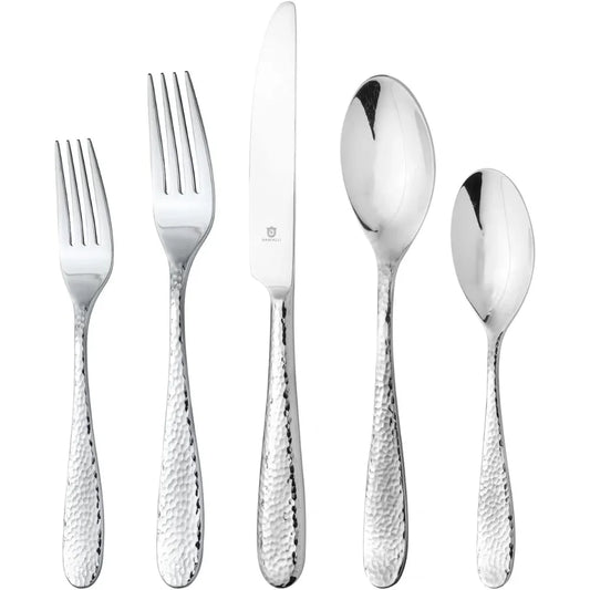 Tableware Sets,Modern Hammered Silverware Set Stainless Steel Flatware Set (80-Piece),Family Tableware Sets