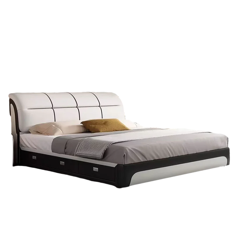 Modern Whitr Kids Double Bed King High End Headboard Frame Double Bed Girl Sleeping Letti Matrimoniali Bedroom Furniture