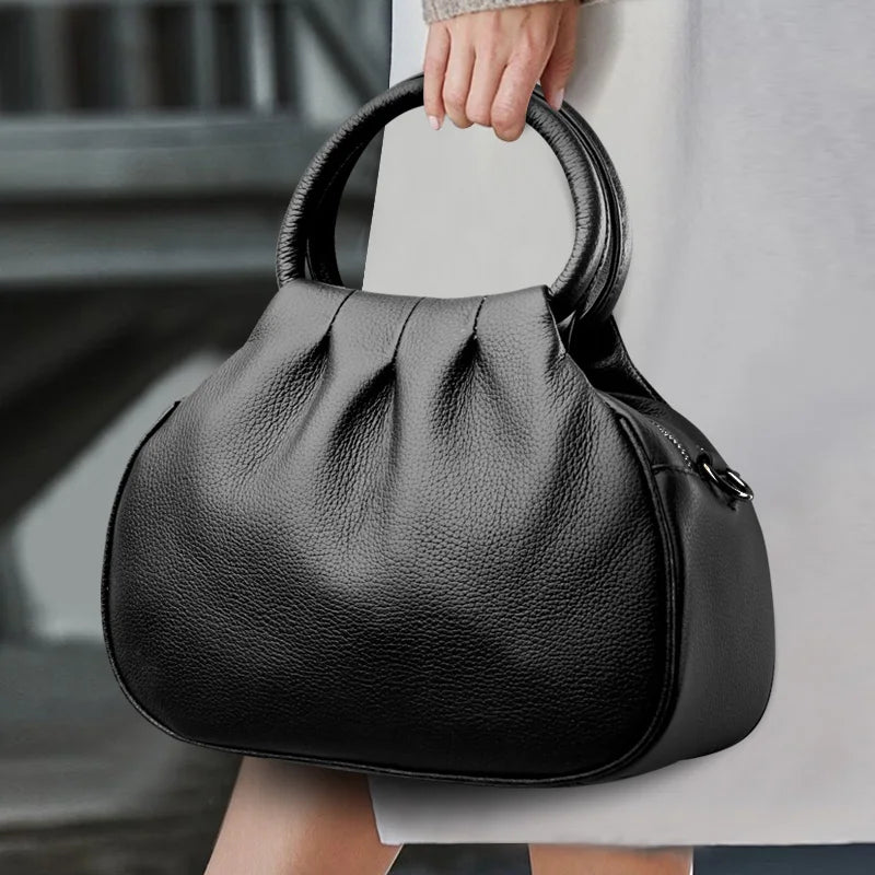 100% cowhide High Quality Leather Women Crossbody Shoulder Bag Luxury Solid color Cow Leather Handbag Female Messenger Tote Sac