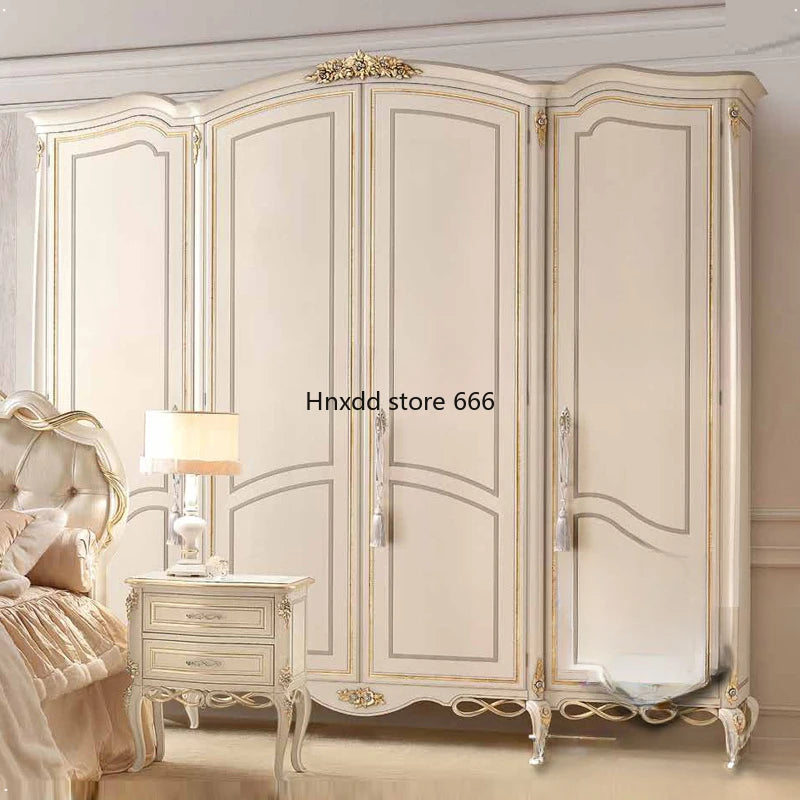 Double bed, European style large luxury wedding, French style small luxury 1.8 meters, solid wood white fabric 2 meters