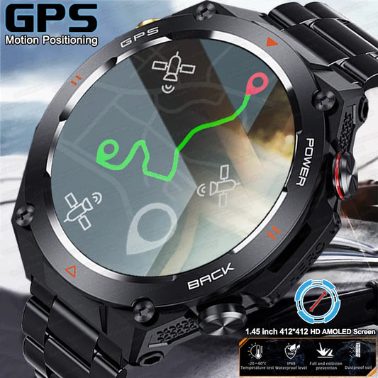 New GPS Smartwatch 1.45'' AMOLED Display 100 Sports Modes Voice Calling Smart Watch Men Women Military Grade Toughness Watches