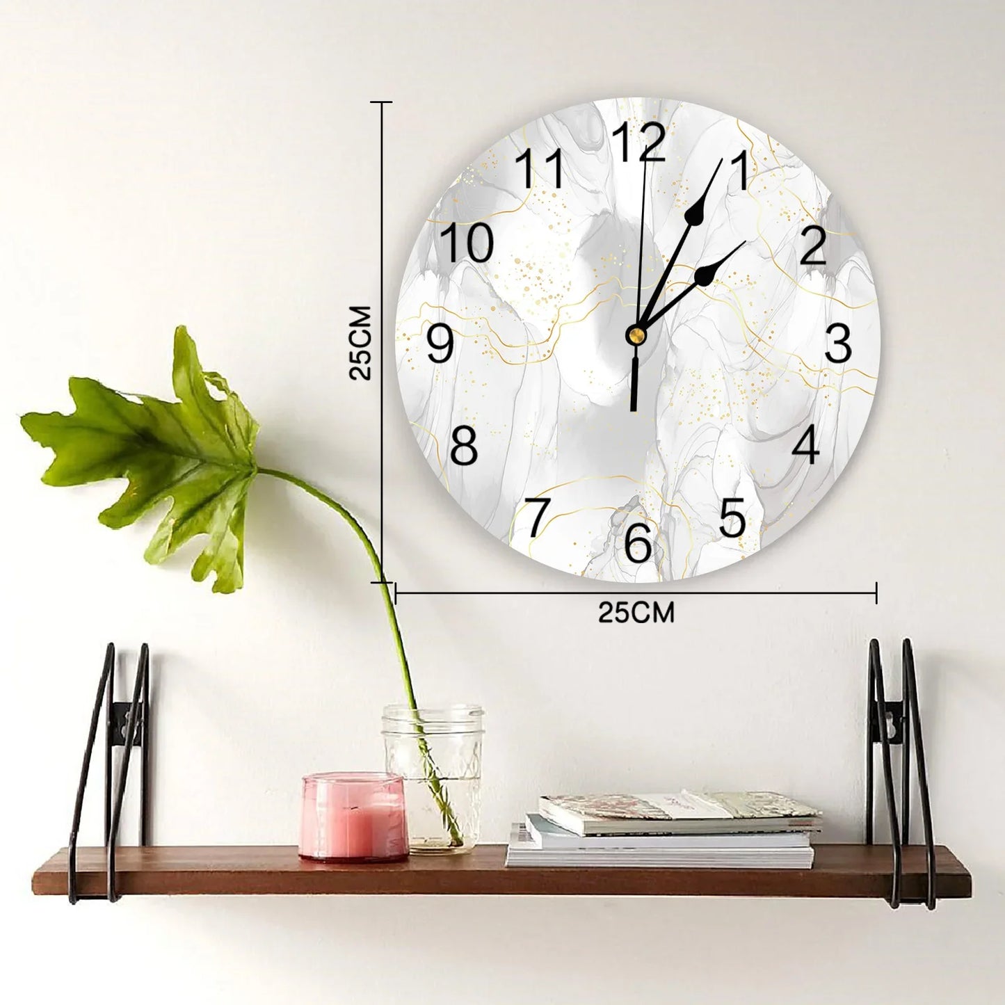 Marble Line Gold Gradient Overlap Gray Large Wall Clock Dinning Restaurant Cafe Decor Round Wall Clocks Silent Home Decoration