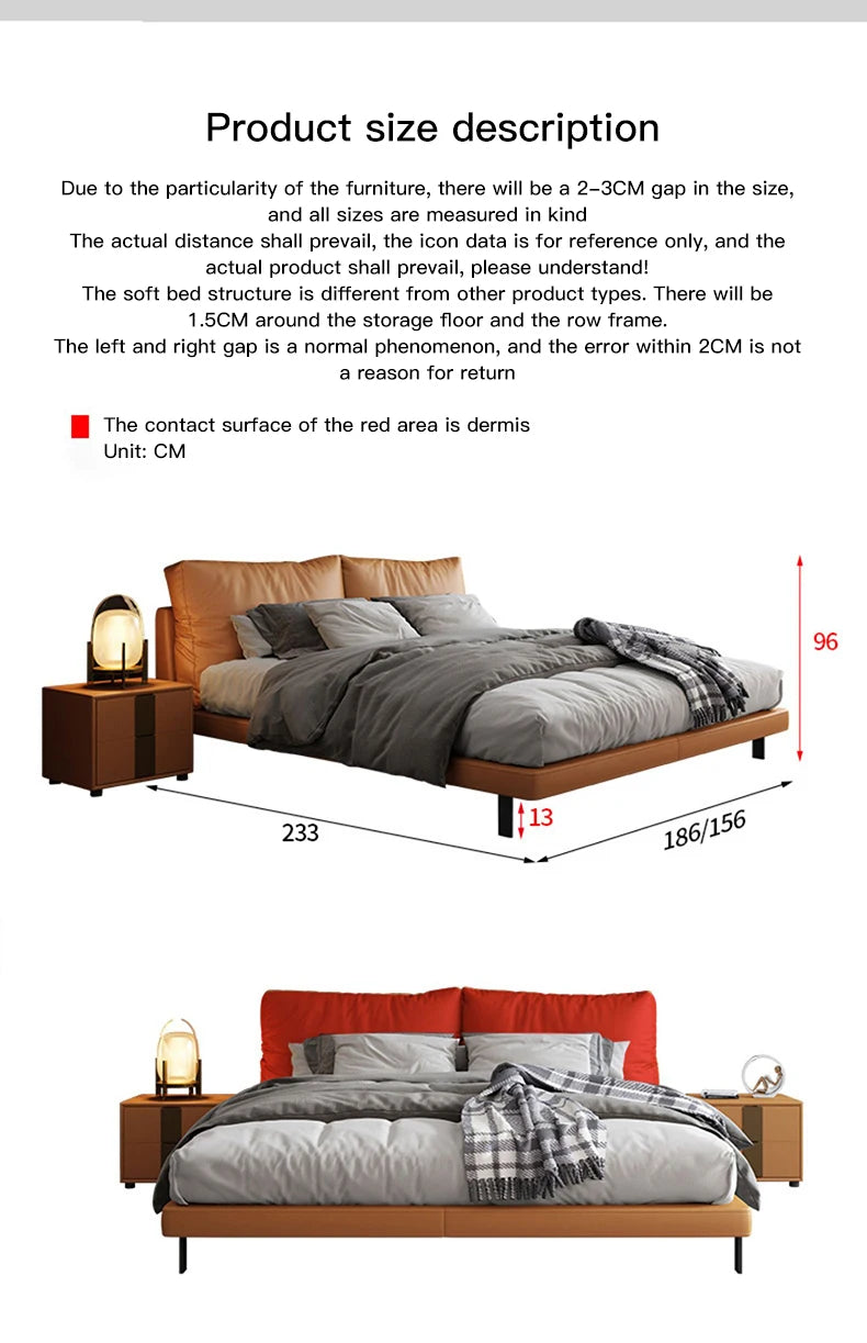 New Double Bed Modern Simple Style Bedroom Beds Queen Size King Bed Minimalist Bedroom Furniture Technology Cloth Bed