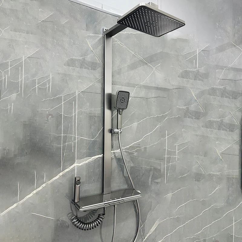 White Gray Bathroom Shower Faucet Set Bathtub Rainfall Hot and Cold Mixer Faucet Shower Full Sets Luxury LED Digital Showers Set